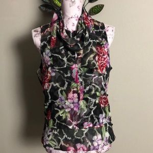 Etcetera sleeveless floral silk blouse